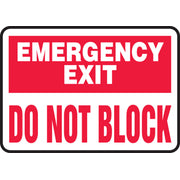 Safety Sign: Emergency Exit - Do Not Block 7" x 10" Adhesive Vinyl / - MADM545VS