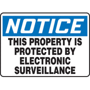 OSHA Notice Safety Sign: This Property Is Protected By Electronic Surveillance 10" x 14" Aluminum / - MASE803VA