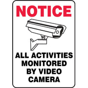 Safety Sign: Notice - All Activities Monitored By Video Camera 10" x 7" Aluminum / - MASE813VA