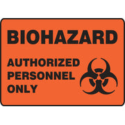 OSHA Biohazard Safety Sign - Authorized Personnel Only 7" x 10" Adhesive Vinyl / - MBHZ501VS