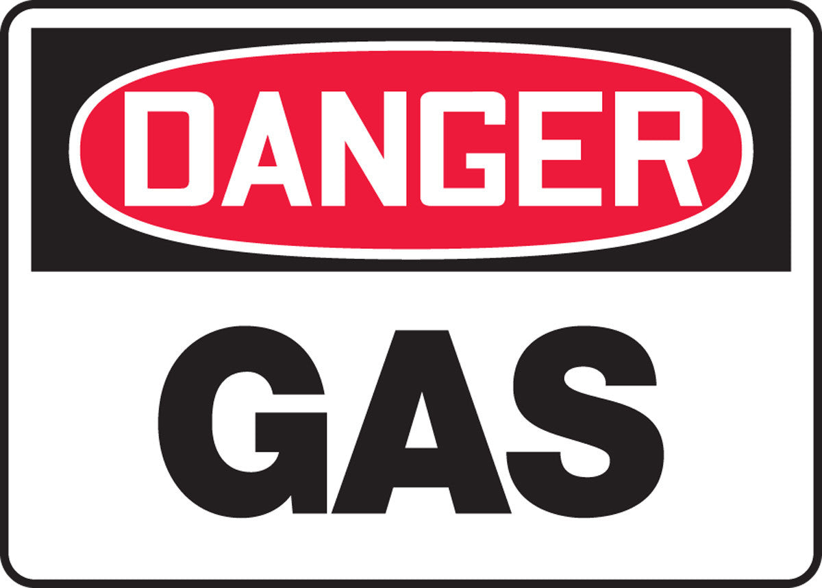 OSHA Danger Safety Sign: Gas 7" x 10" Plastic 1/Each - MCHL089VP