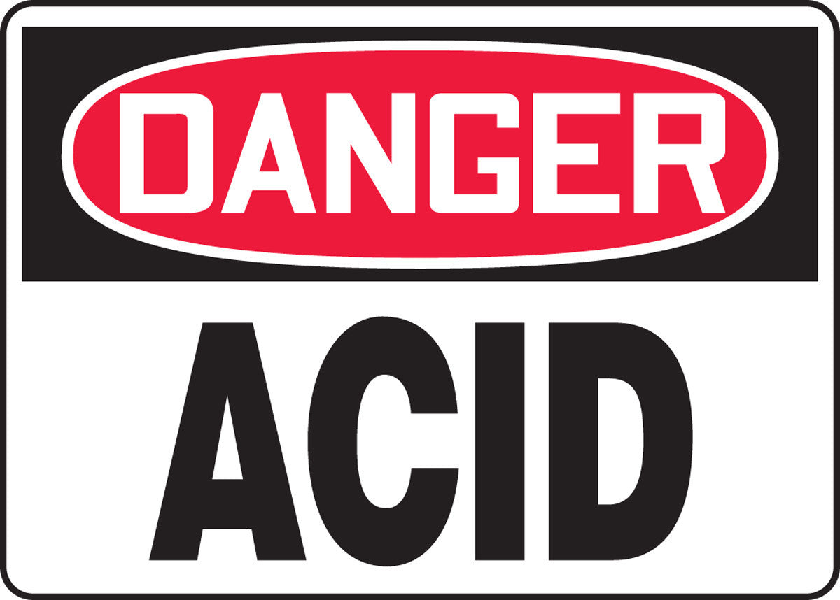 OSHA Danger Safety Sign: Acid 10" x 14" Plastic / - MCHL190VP