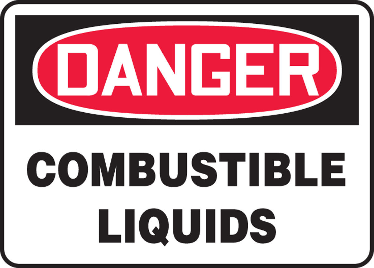 OSHA Danger Safety Sign: Combustible Liquids 10" x 14" Adhesive Vinyl / - MCHL198VS
