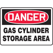 OSHA Danger Safety Sign: Gas Cylinder Storage Area 7" x 10" Adhesive Vinyl / - MCPG005VS