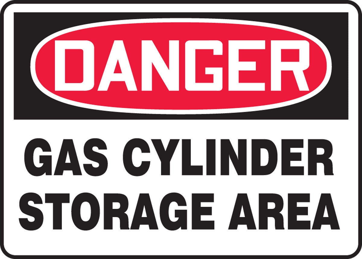 OSHA Danger Safety Sign: Gas Cylinder Storage Area 7" x 10" Adhesive Vinyl / - MCPG005VS