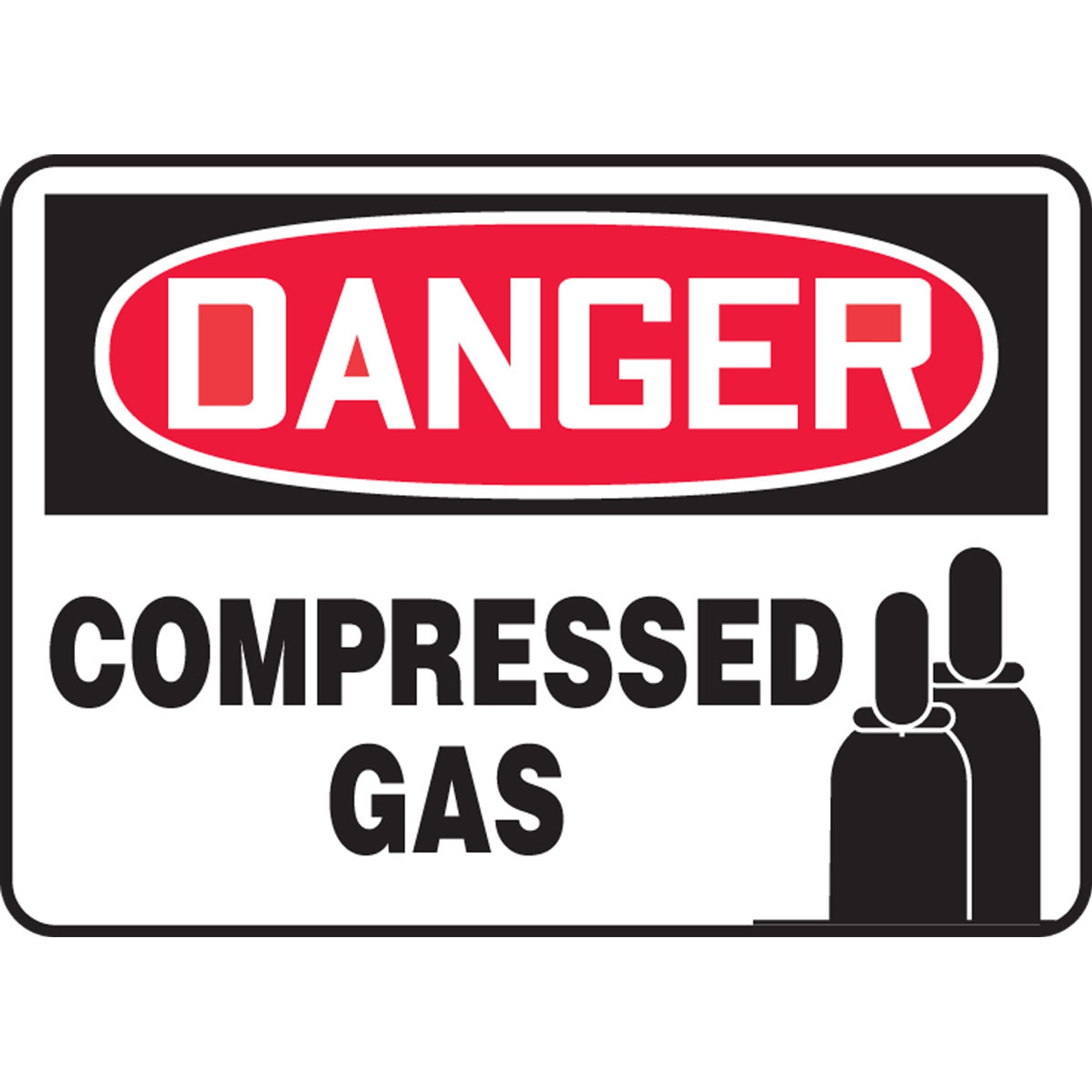 OSHA Danger Safety Sign: Compressed Gas (Graphic) 10" x 14" Plastic 1/Each - MCPG008VP