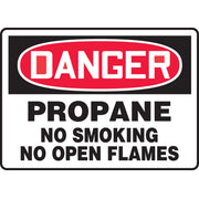 OSHA Danger Safety Sign: Propane- No Smoking- No Open Flames 7" x 10" Dura-Plastic 1/Each - MCPG025XT
