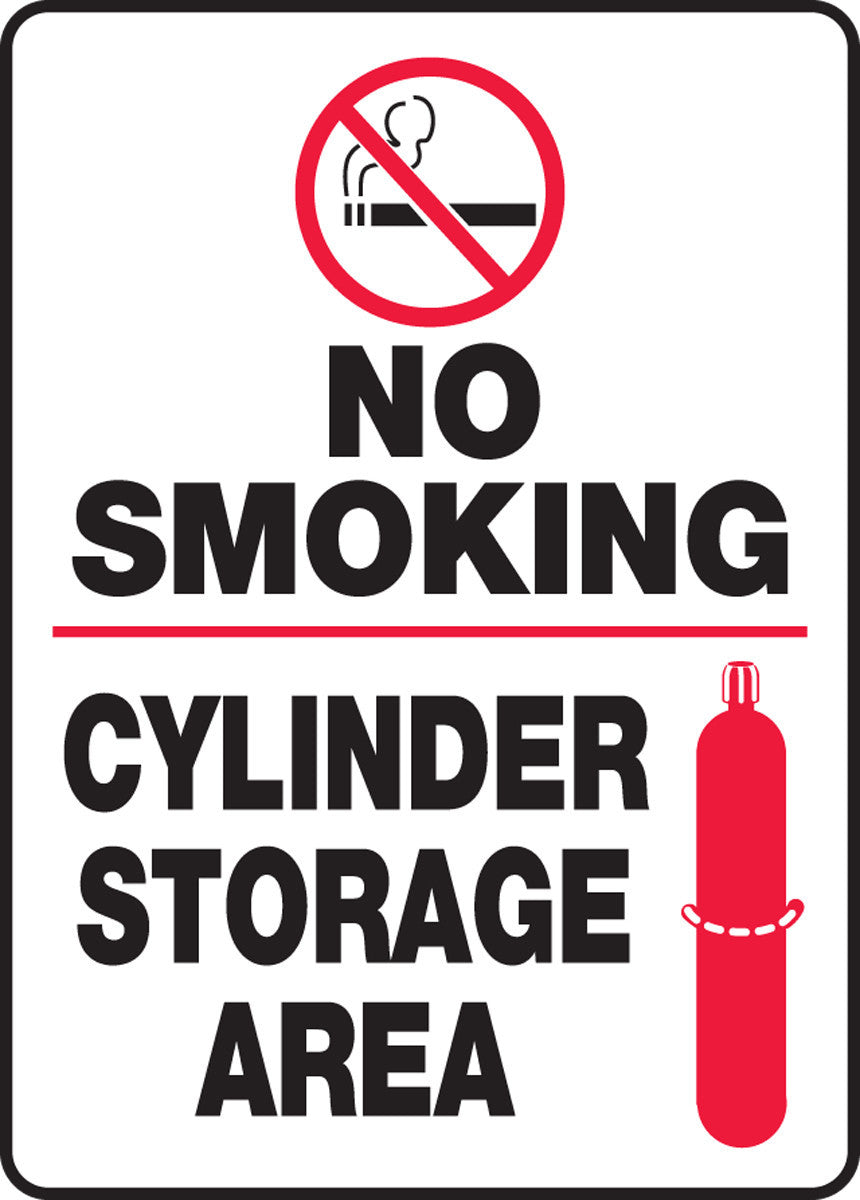 No Smoking Safety Sign: Cylinder Storage Area 14" x 10" Adhesive Vinyl 1/Each - MCPG504VS