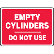 Safety Sign: Empty Cylinders Do Not Use 10" x 14" Plastic / - MCPG526VP