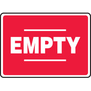 Safety Sign: Empty (Red) 10" x 14" Adhesive Dura-Vinyl / - MCPG529XV
