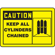 OSHA Caution Safety Sign: Keep All Cylinders Chained (Graphic) 7" x 10" Dura-Plastic 1/Each - MCPG602XT