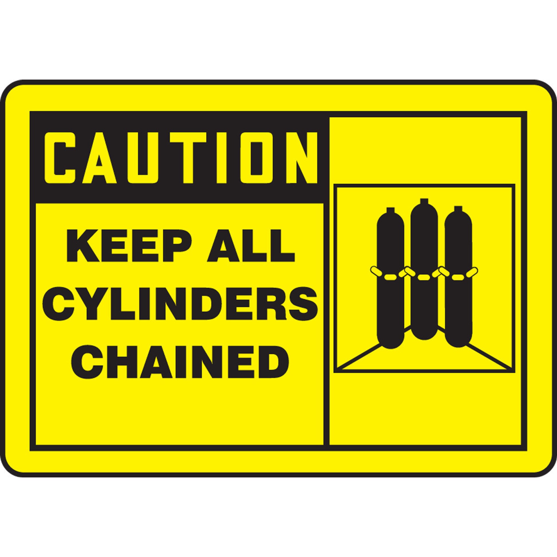 OSHA Caution Safety Sign: Keep All Cylinders Chained (Graphic) 7" x 10" Dura-Plastic 1/Each - MCPG602XT