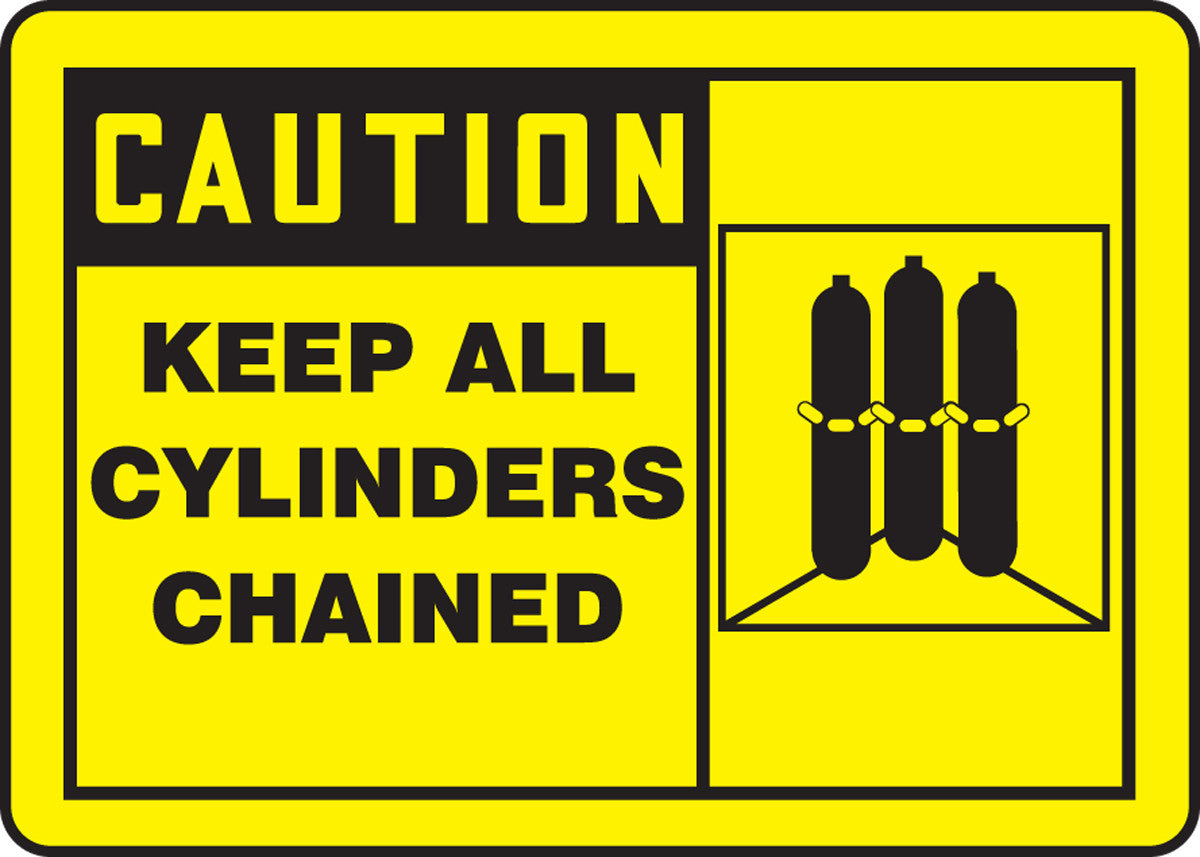 OSHA Caution Safety Sign: Keep All Cylinders Chained (Graphic) 7" x 10" Dura-Plastic 1/Each - MCPG602XT