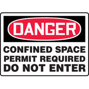 OSHA Danger Safety Sign: Confined Space - Permit Required - Do Not Enter English 14" x 20" Dura-Plastic 1/Each - MCSP043XT