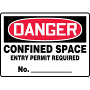 OSHA Danger Safety Sign: Confined Space - Entry Permit Required No.___ 7" x 10" Plastic / - MCSP124VP