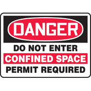 OSHA Danger Safety Sign: Do Not Enter - Confined Space - Permit Required 7" x 10" Plastic / - MCSP132VP