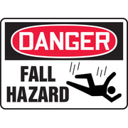 OSHA Danger Safety Sign: Fall Hazard 10" x 14" Plastic / - MCSP188VP