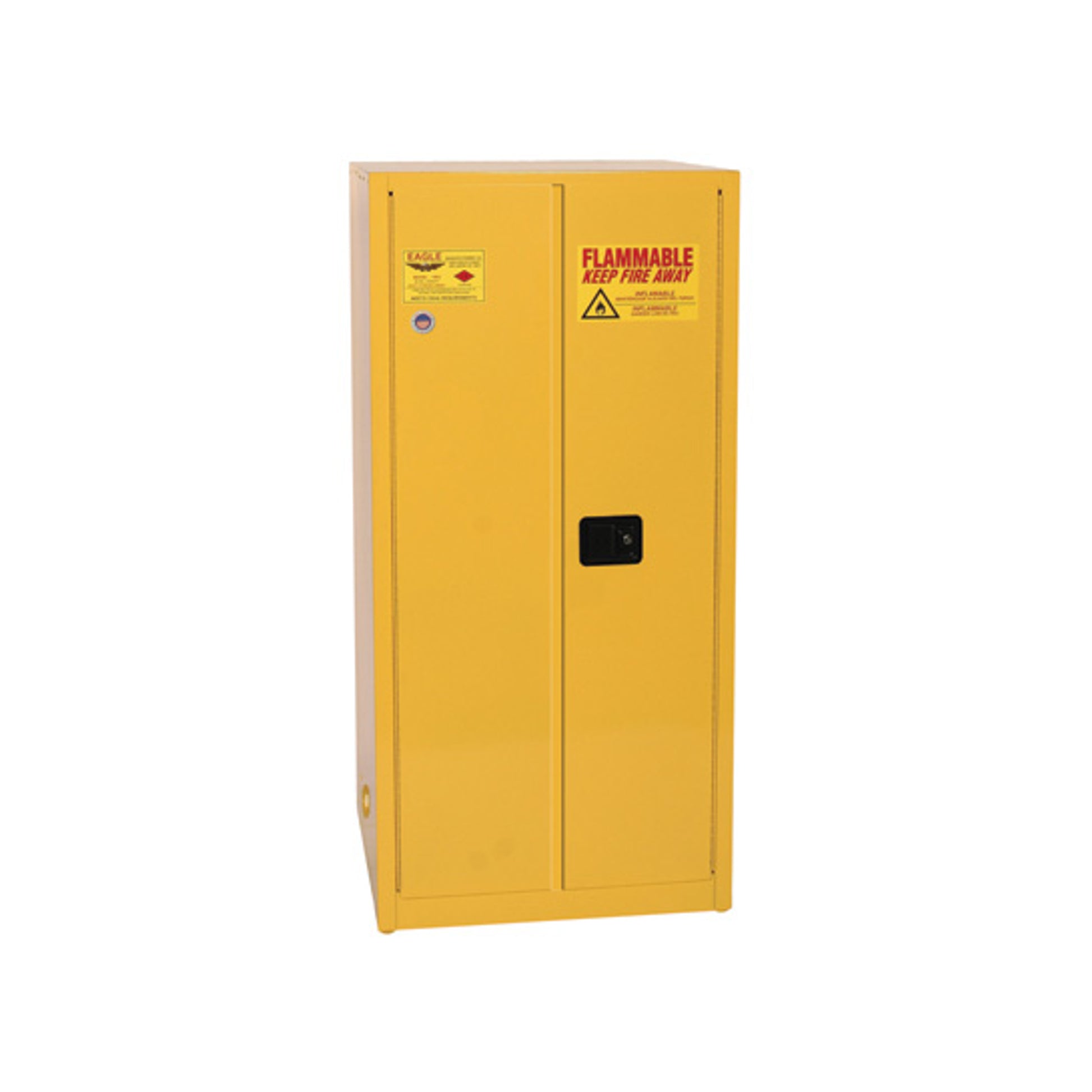 Eagle Flammable Liquid Safety Cabinet - 60 Gallon 2 Shelves - 2 Door - Self Close - Yellow - 6010X