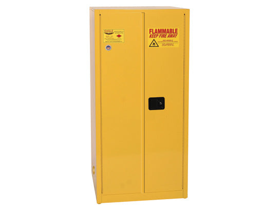 Eagle Flammable Liquid Safety Cabinet - 60 Gallon 2 Shelves - 2 Door - Self Close - Yellow - 6010X