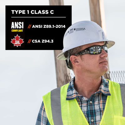 Ergodyne Skullerz 8973LED Premium Full Brim Hard Hat with LED Light and Adjustable Venting - Type 1, Class C