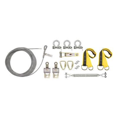 FallTech 100' SteelGrip Temporary Cable HLL System with Web Pass-through Anchors - 602100A