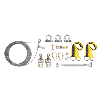 FallTech 100' SteelGrip Temporary Cable HLL System with Web Pass-through Anchors - 602100A