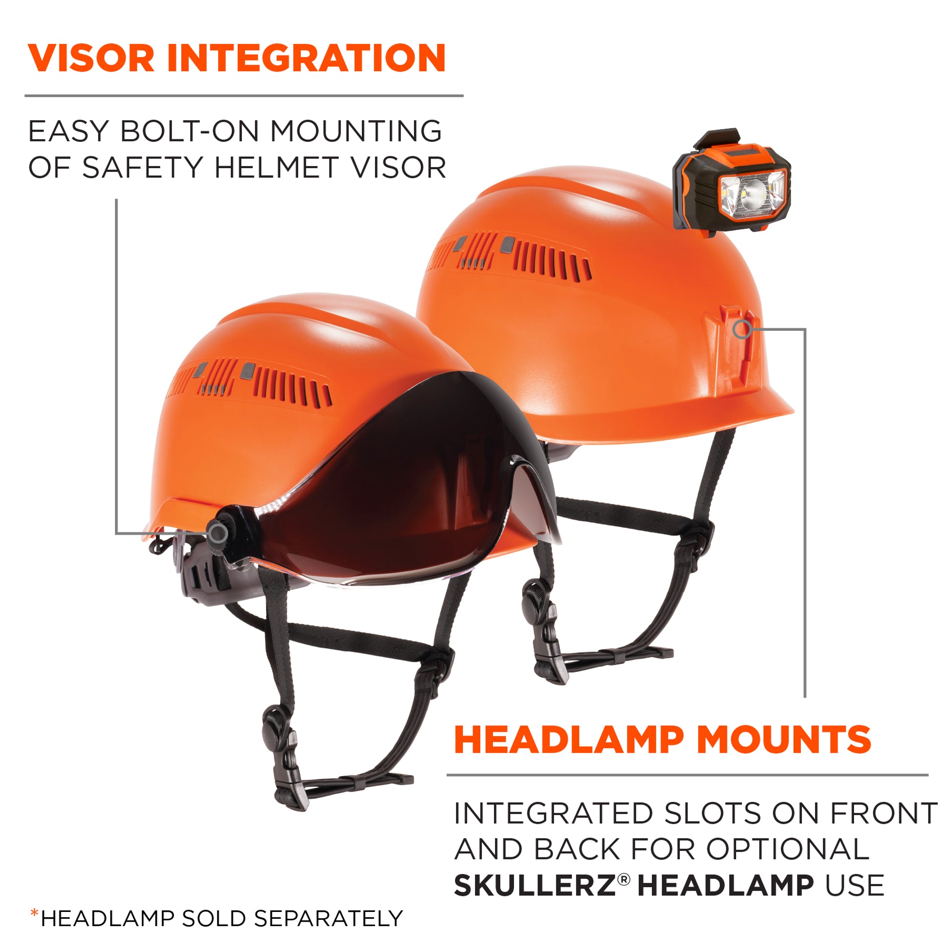 Ergodyne Skullerz 8975V Safety Helmet with Visor Kit and Adjustable Venting - Type 1, Class C - Orange