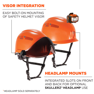 Ergodyne Skullerz 8975V Safety Helmet with Visor Kit and Adjustable Venting - Type 1, Class C - Orange