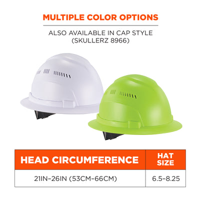 Ergodyne Skullerz 8968 Lightweight Full Brim Hard Hat with Venting - Type 1, Class C