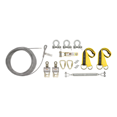 FallTech 30' SteelGrip Temporary Cable HLL System with Web Pass-through Anchors - 60230A
