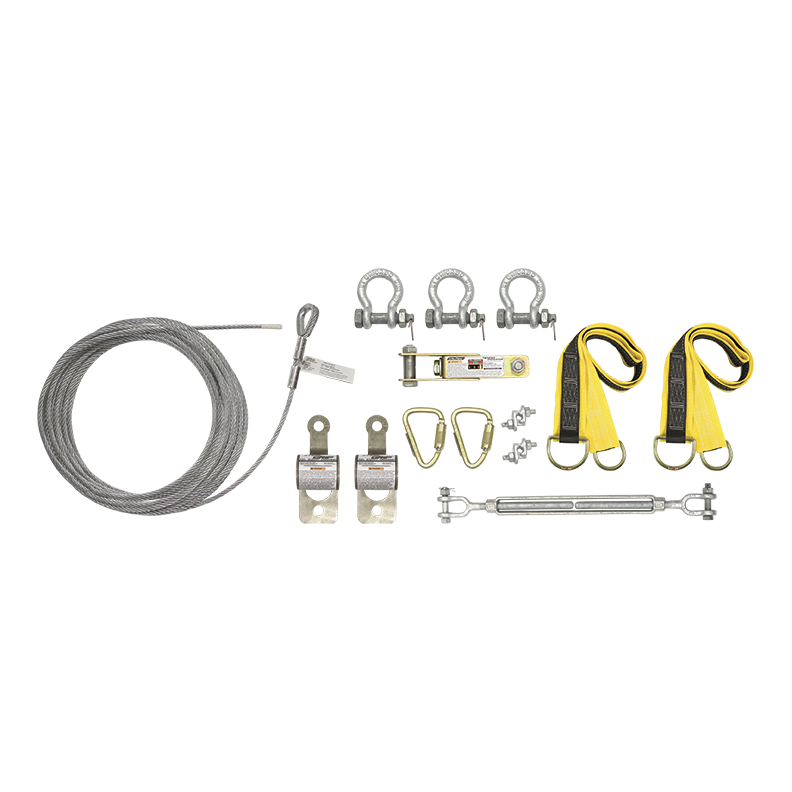 FallTech 30' SteelGrip Temporary Cable HLL System with Web Pass-through Anchors - 60230A