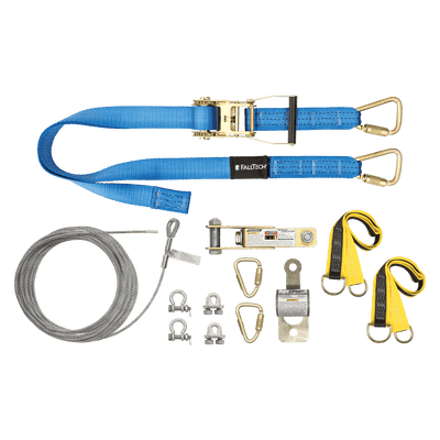 FallTech 30' SteelGrip Plus Temporary Cable HLL System with Web Pass-through Anchors - 60230AR