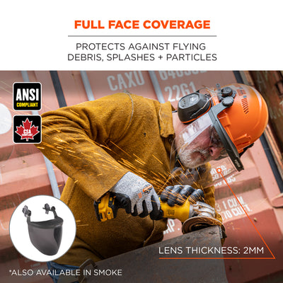 Ergodyne Skullerz 8994 Anti-Scratch & Anti-Fog Hard Hat Face Shield with Adapter for Cap-Style & Safety Helmet