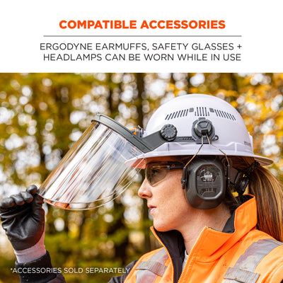 Ergodyne Skullerz 8995 Anti-Scratch & Anti-Fog Hard Hat Face Shield with Adapter for Full Brim