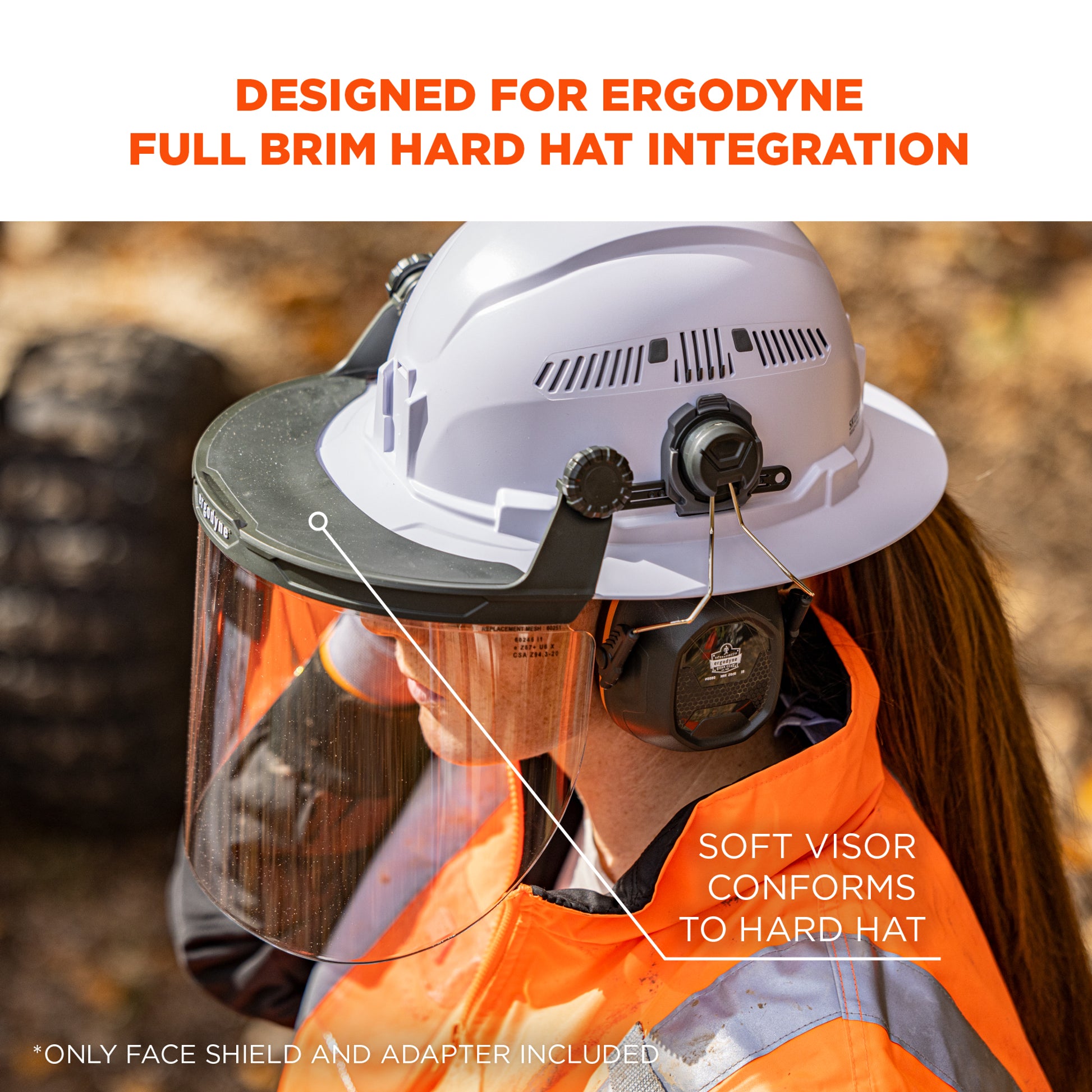 Ergodyne Skullerz 8995 Anti-Scratch & Anti-Fog Hard Hat Face Shield with Adapter for Full Brim