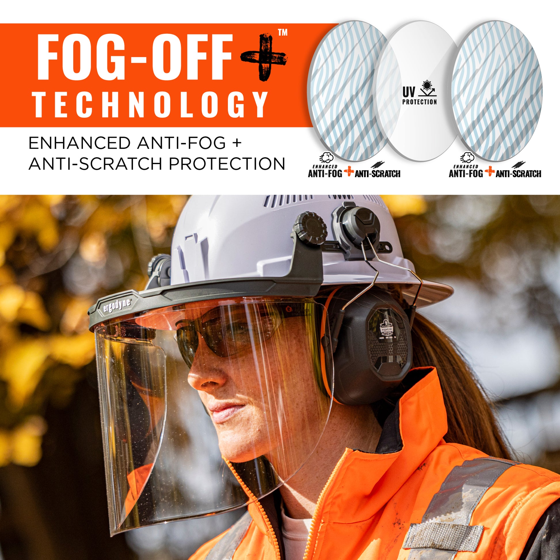 Ergodyne Skullerz 8995 Anti-Scratch & Anti-Fog Hard Hat Face Shield with Adapter for Full Brim