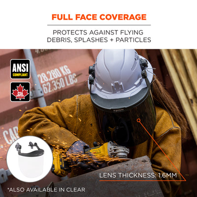 Ergodyne Skullerz 8995 Anti-Scratch & Anti-Fog Hard Hat Face Shield with Adapter for Full Brim