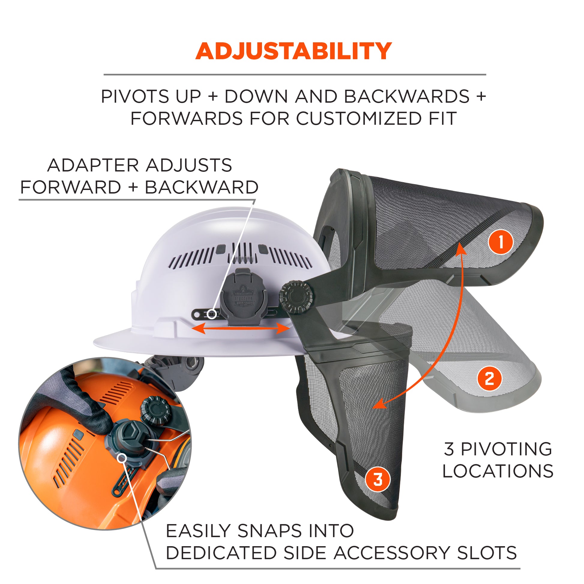Ergodyne Skullerz 8989 Mesh Face Shield with Adapter for Hard Hat & Safety Helmet