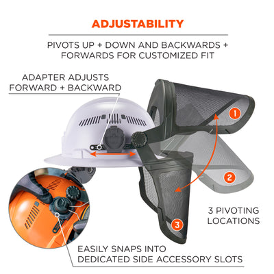 Ergodyne Skullerz 8989 Mesh Face Shield with Adapter for Hard Hat & Safety Helmet