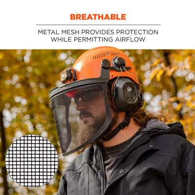 Ergodyne Skullerz 8989 Mesh Face Shield with Adapter for Hard Hat & Safety Helmet