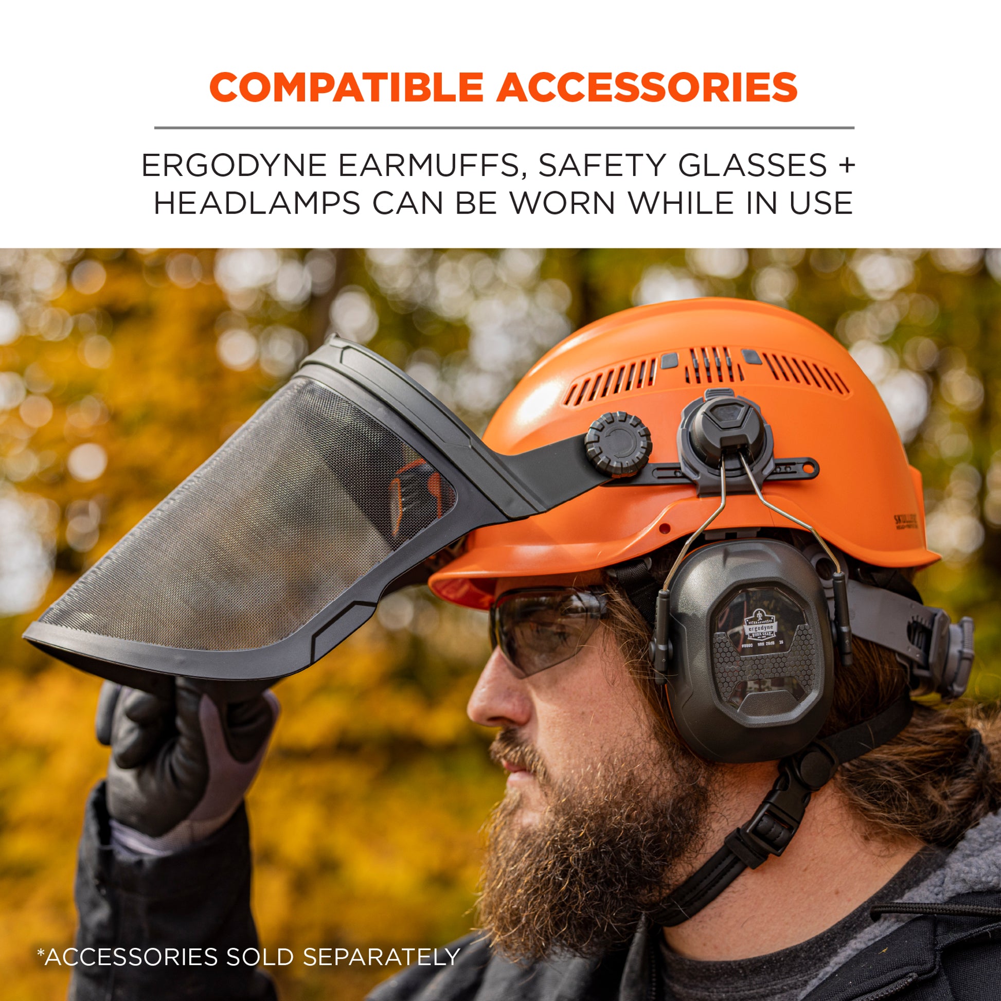 Ergodyne Skullerz 8989 Mesh Face Shield with Adapter for Hard Hat & Safety Helmet