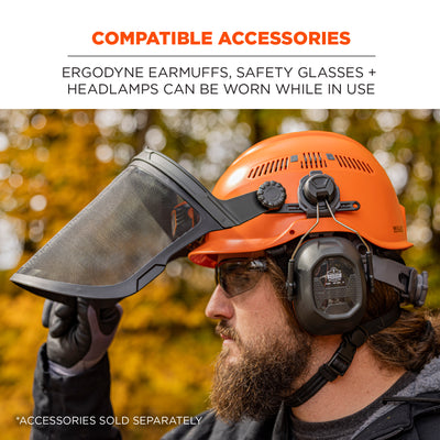 Ergodyne Skullerz 8989 Mesh Face Shield with Adapter for Hard Hat & Safety Helmet