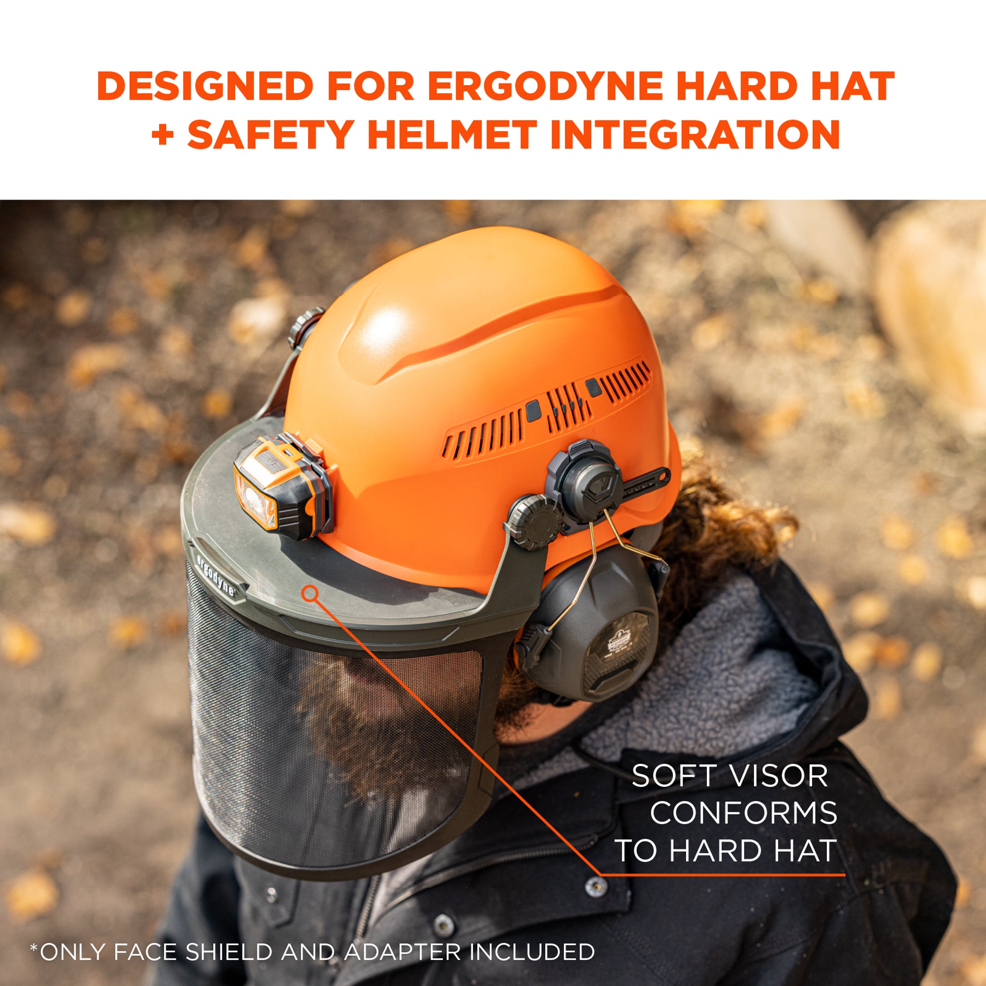 Ergodyne Skullerz 8989 Mesh Face Shield with Adapter for Hard Hat & Safety Helmet