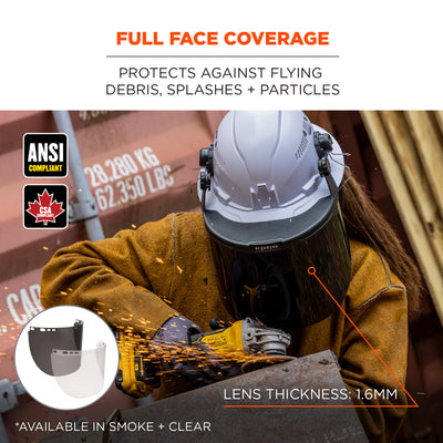 Ergodyne Skullerz 8998 Anti-Scratch & Anti-Fog Face Shield Replacement for Full Brim Hard Hat