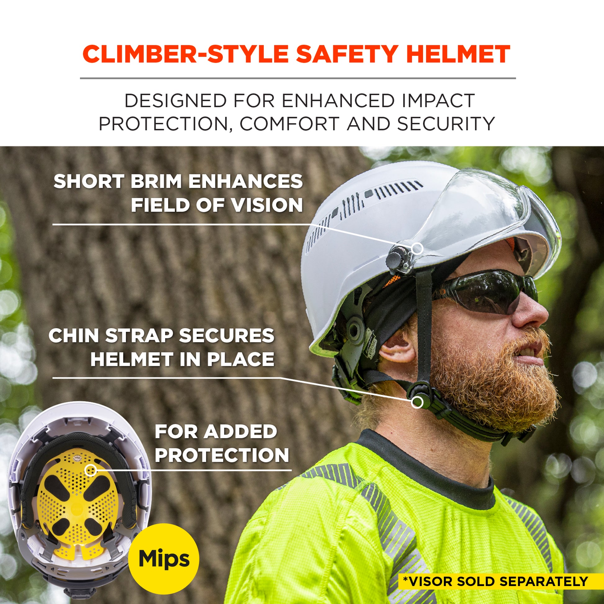 Ergodyne Skullerz 8975-MIPS Safety Helmet with MIPS Technology and Adjustable Venting - Type 1, Class C