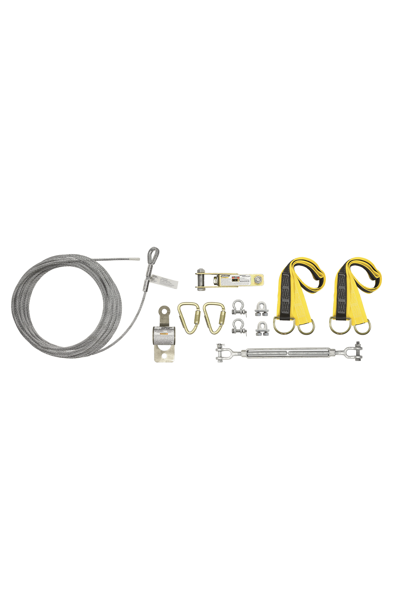 FallTech 60' SteelGrip Temporary Cable HLL System with Web Pass-through Anchors - 60260A