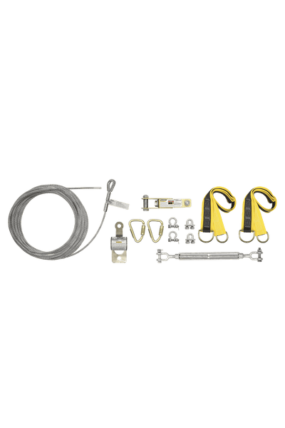 FallTech 60' SteelGrip Temporary Cable HLL System with Web Pass-through Anchors - 60260A