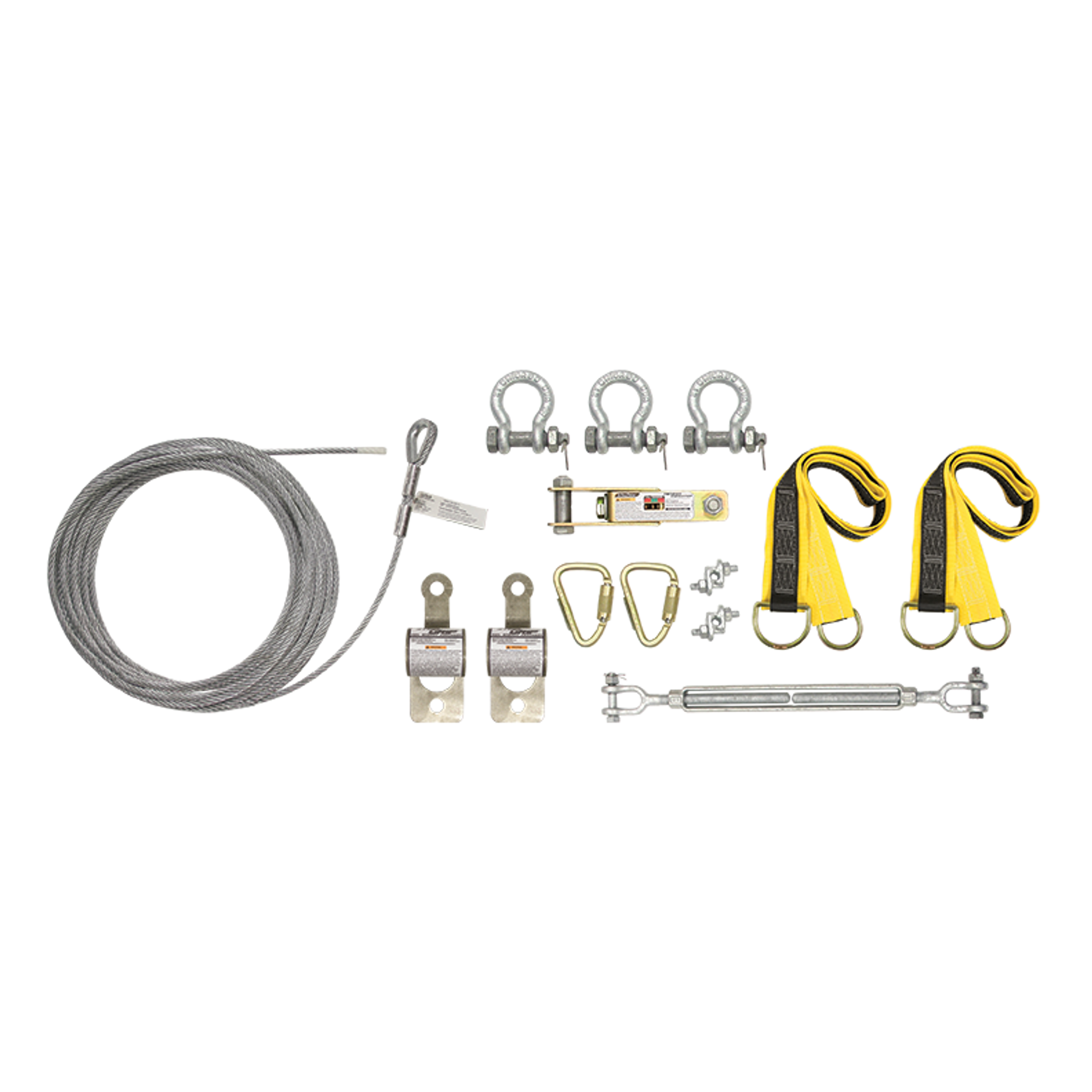 FallTech 80' SteelGrip Temporary Cable HLL System with Web Pass-through Anchors - 60280A