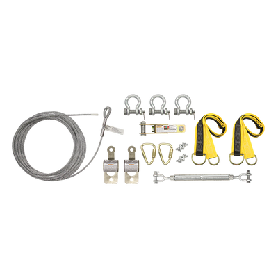 FallTech 80' SteelGrip Temporary Cable HLL System with Web Pass-through Anchors - 60280A