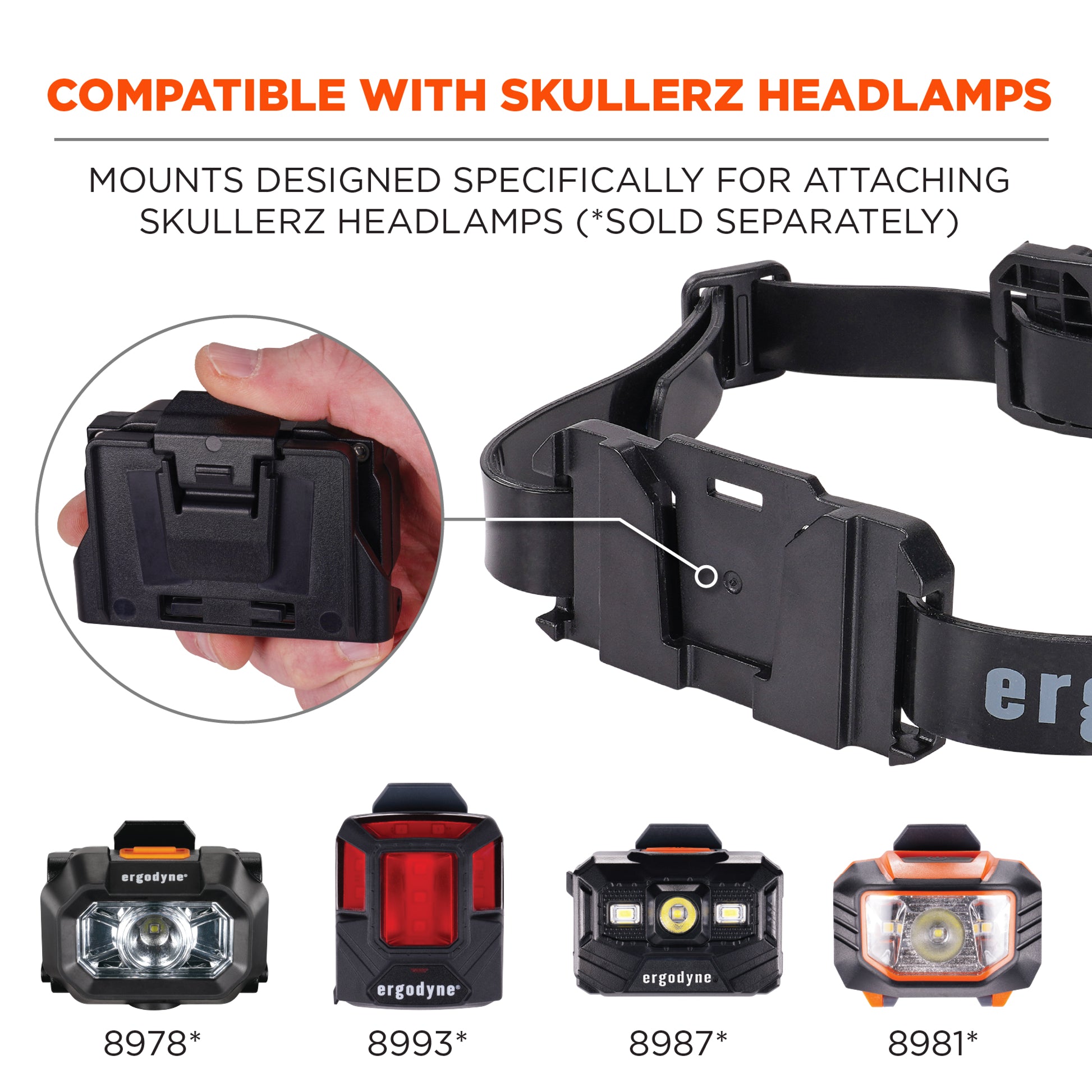 Ergodyne Skullerz 8979 Headband Light Mount with Silicone Strap